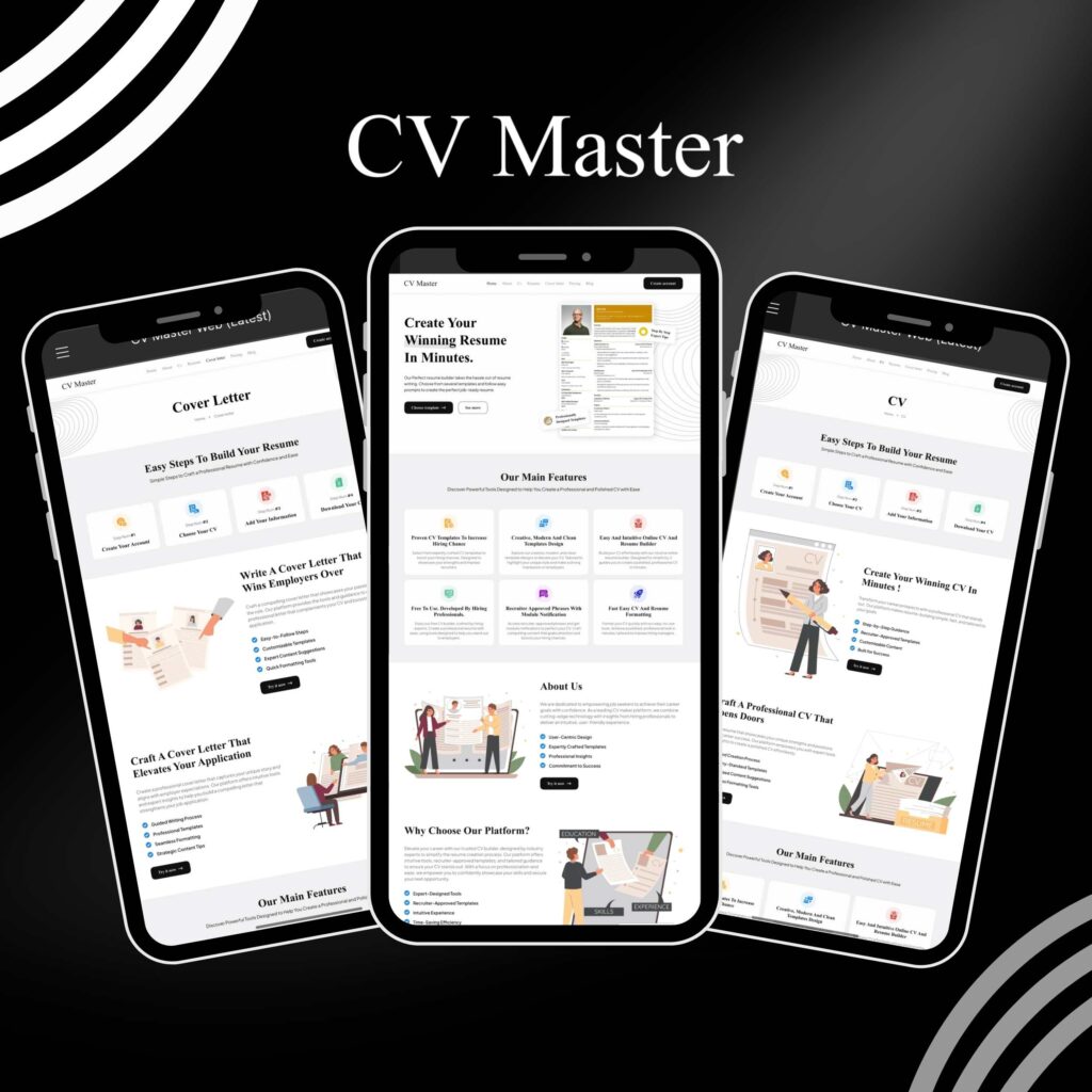 تصميم موقع SAAS لعمل CV – سي في ماستر