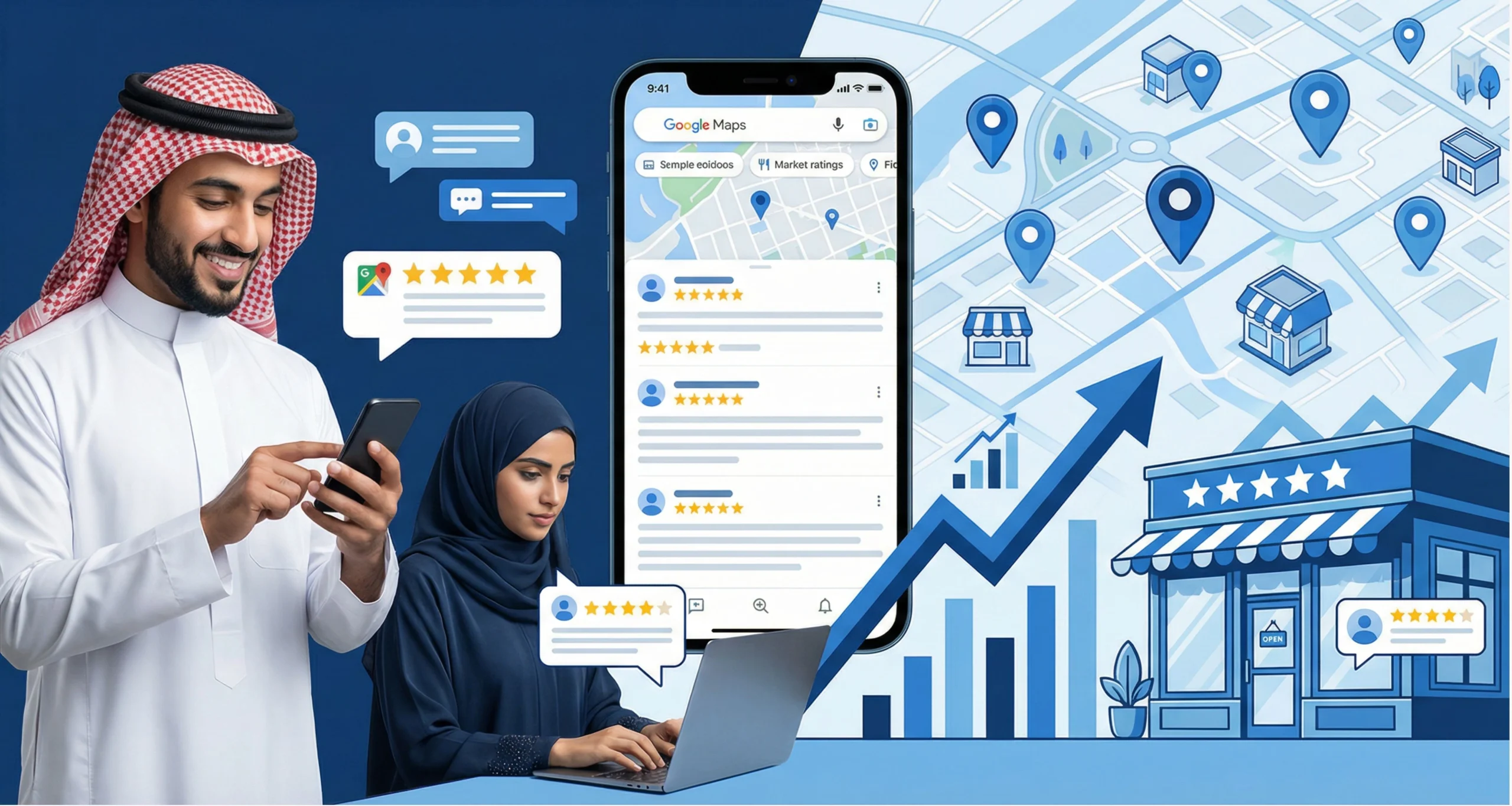 دليل تقييم خرائط جوجل زيادة المبيعات وإدارة التقييمات