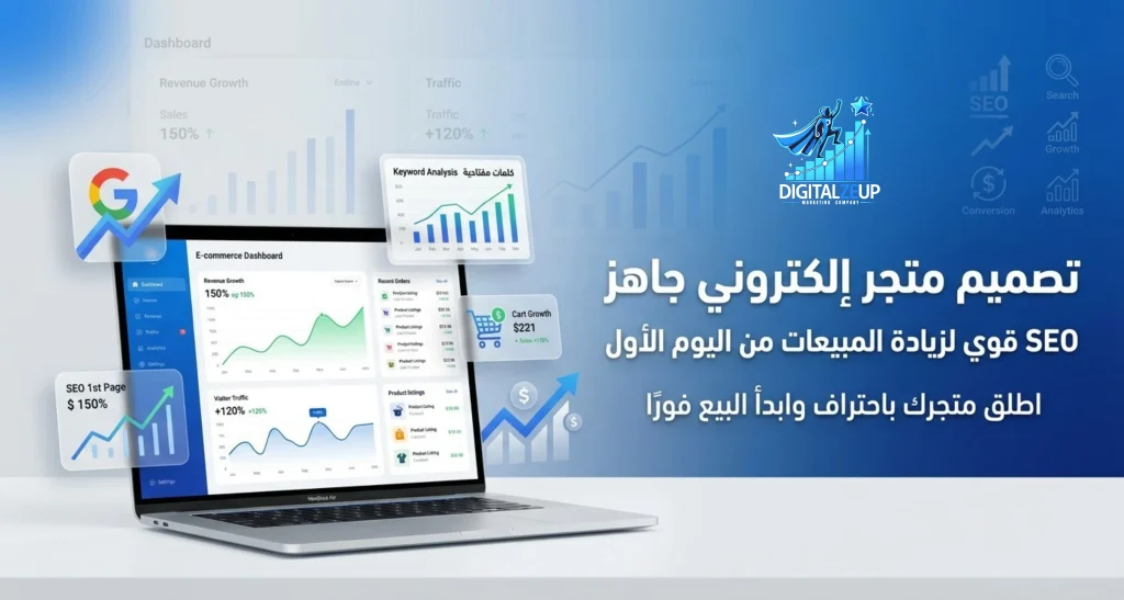 تصميم متجر إلكتروني جاهز + سيو قوي لزيادة المبيعات